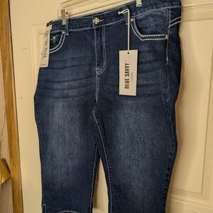 #31 NWT Blue Savvy Women's High-Rise Capri Jeans - Dark Blue